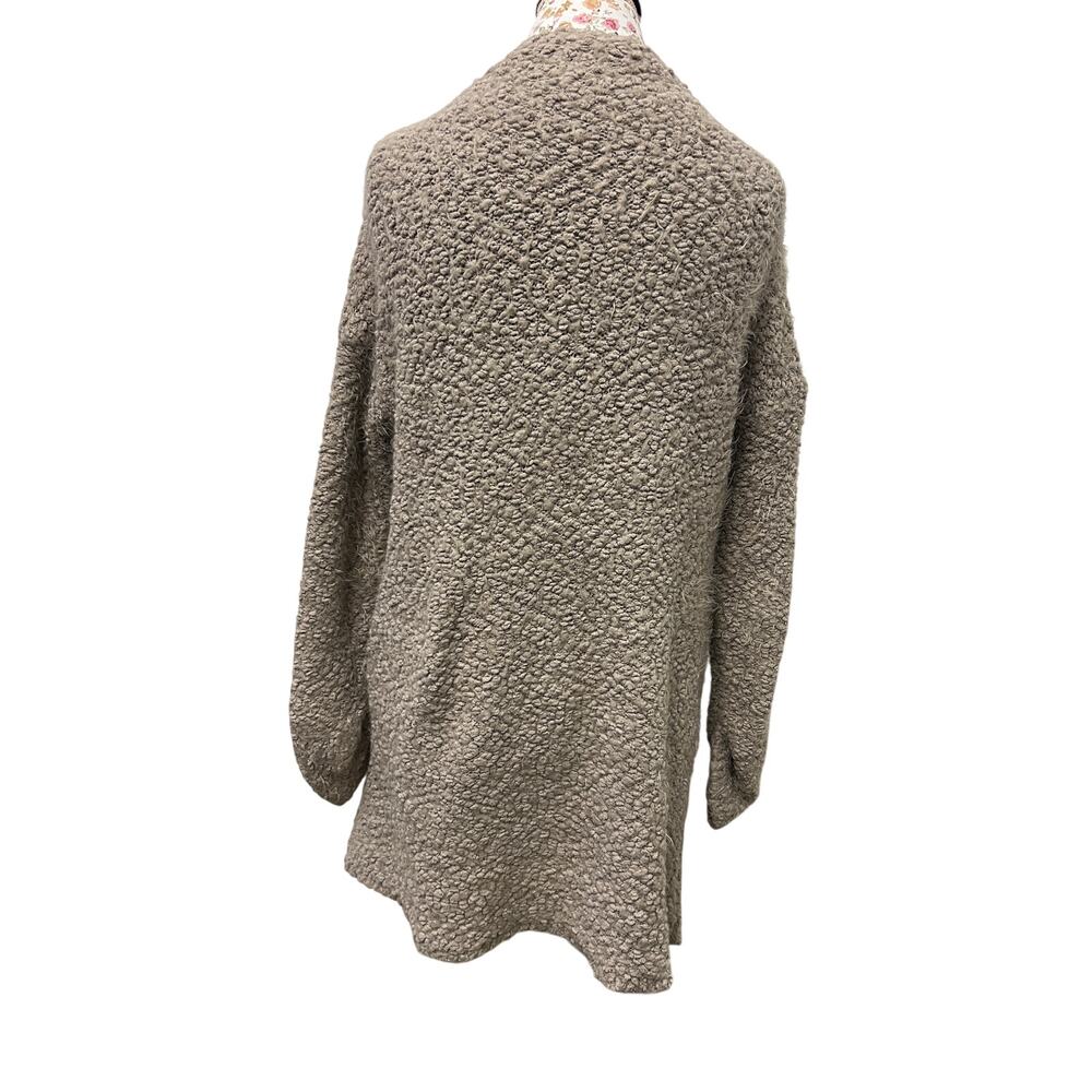 🤍 Mono B ONE Taupe Boucle Longline Cardigan Cozy Minimalist Chic Open Front - Picture 3 of 4